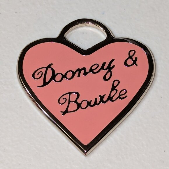 Dooney & Bourke pink enamel heart hang tag - Picture 1 of 2